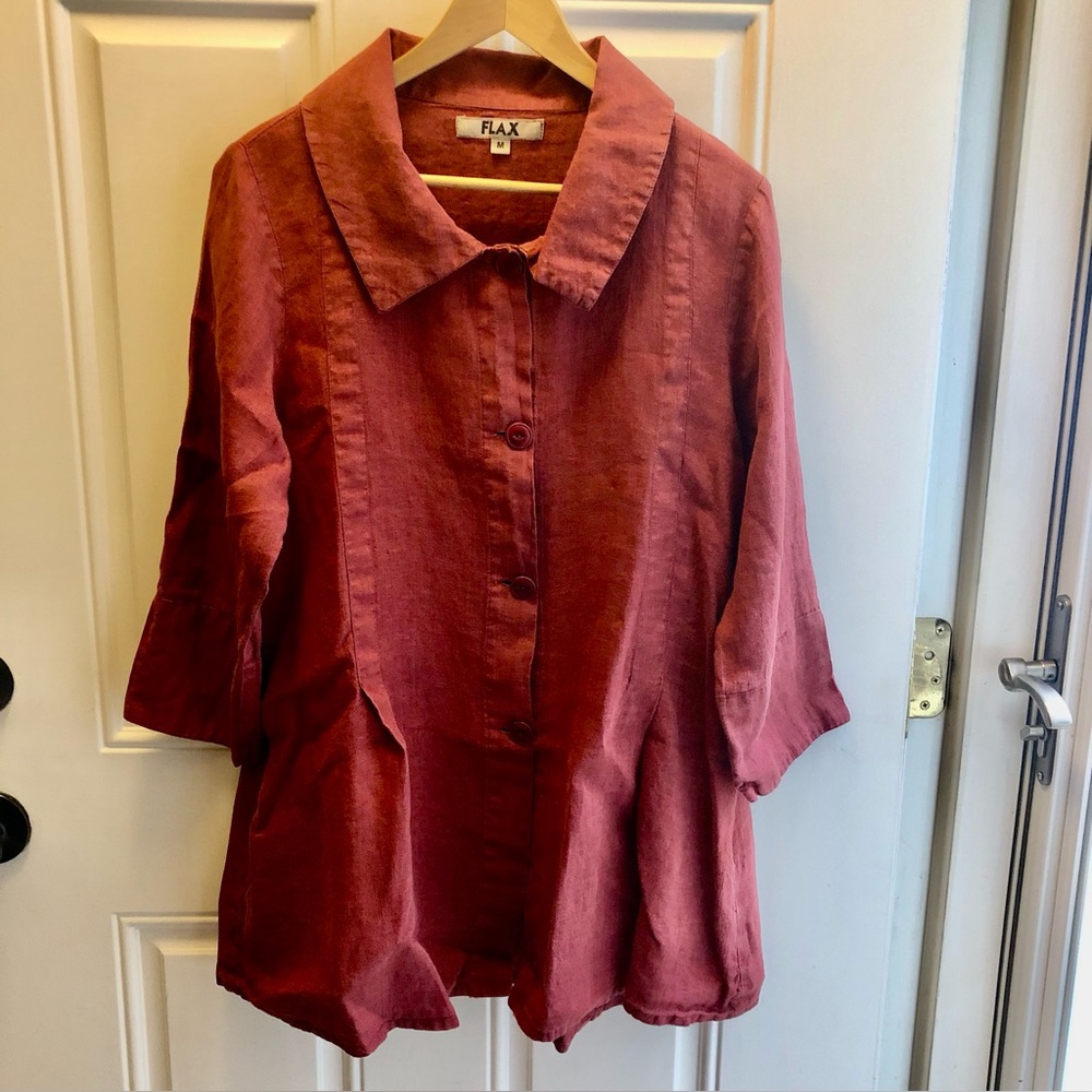 Flax Button-Down Linen Tunic in Rose